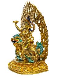 Buddhist Statue Of [lion Vajrasattav], Full Gold Plated Painted Face