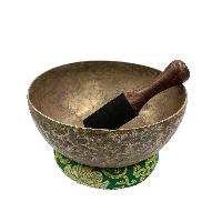 [old], Buddhist [real Antique] Hand Beaten [jambati] Singing Bowl, [select Accessories]