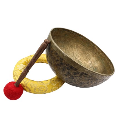 [old], Buddhist [real Antique] Hand Beaten [jambati] Singing Bowl, [select Accessories]