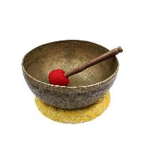 [old], Buddhist [real Antique] Hand Beaten [jambati] Singing Bowl, [select Accessories]