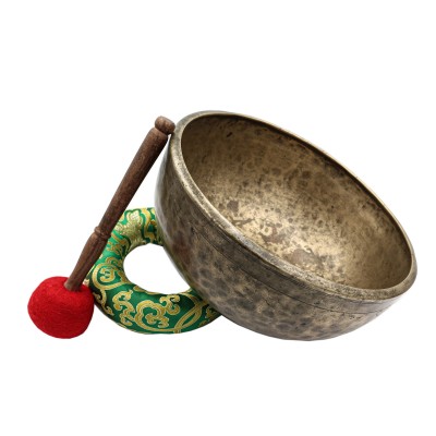 [old], Buddhist [real Antique] Hand Beaten [jambati] Singing Bowl, [select Accessories]