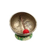 [old], Buddhist [real Antique] Hand Beaten [jambati] Singing Bowl, [select Accessories]