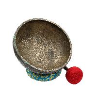 [old], Buddhist [real Antique] Hand Beaten [jambati] Singing Bowl, [select Accessories]