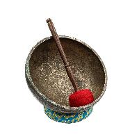 [old], Buddhist [real Antique] Hand Beaten [jambati] Singing Bowl, [select Accessories]