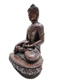 Buddhist Statue Of Shakyamuni Buddha, [chocolates Oxidized] With [flower Desigh]