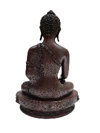 Buddhist Statue Of Shakyamuni Buddha, [chocolates Oxidized] With [flower Desigh]