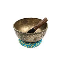 [old], Buddhist [real Antique] Hand Beaten [jambati] Singing Bowl, [select Accessories]