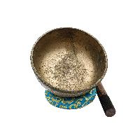 [old], Buddhist [real Antique] Hand Beaten [jambati] Singing Bowl, [select Accessories]