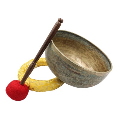 [old], Buddhist [real Antique] Hand Beaten [jambati] Singing Bowl, [select Accessories]