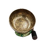 Buddhist Hand Beaten Jambati Singing Bowl, With Super Fine Etching Carving
