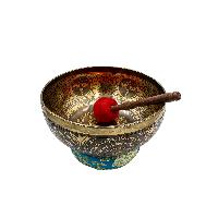 Buddhist Hand Beaten Jambati Singing Bowl, With Super Fine Etching Carving