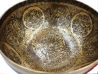 Buddhist Hand Beaten Jambati Singing Bowl, With Super Fine Etching Carving