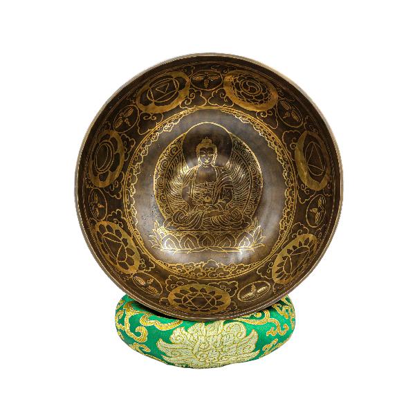 Buddhist Hand Beaten Jambati Singing Bowl, With Super Fine Etching Carving, [select Accessories]