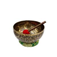 Buddhist Hand Beaten Jambati Singing Bowl, With Super Fine Etching Carving, [select Accessories]