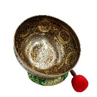 Buddhist Hand Beaten Jambati Singing Bowl, With Super Fine Etching Carving, [select Accessories]