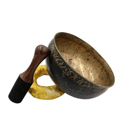 [old], Buddhist Hand Beaten Ultabati Singing Bowl, With Plain Design, [select Accessories]