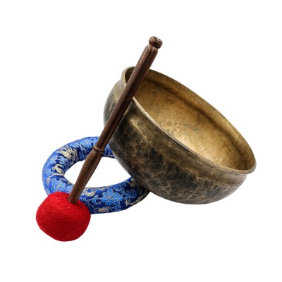 [super Quality], [old], Buddhist Hand Beaten Ultabati Singing Bowl, With Plain Design, [select Accessories]