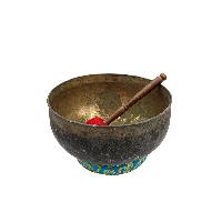 [super Quality], [old], Buddhist Hand Beaten Ultabati Singing Bowl, With Plain Design, [select Accessories]