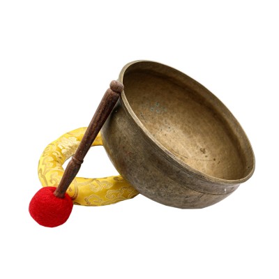 [super Quality], [old], Buddhist Hand Beaten Ultabati Singing Bowl, With Plain Design, [select Accessories]
