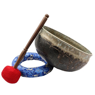 [super Quality], [old], Buddhist Hand Beaten Ultabati Singing Bowl, With Plain Design, [select Accessories]