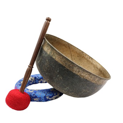 [super Quality], [old], Buddhist Hand Beaten Ultabati Singing Bowl, With Plain Design, [select Accessories]