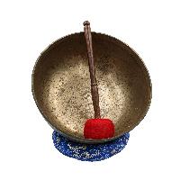 [super Quality], [old], Buddhist Hand Beaten Ultabati Singing Bowl, With Plain Design, [select Accessories]