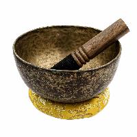 [old], Buddhist [real Antique] Hand Beaten [jambati] Singing Bowl, [select Accessories]