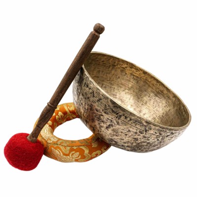 [old], Buddhist [real Antique] Hand Beaten [jambati] Singing Bowl, [select Accessories]