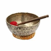 [old], Buddhist [real Antique] Hand Beaten [jambati] Singing Bowl, [select Accessories]