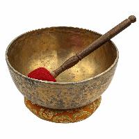 [old], Buddhist [real Antique] Hand Beaten [jambati] Singing Bowl, [select Accessories]