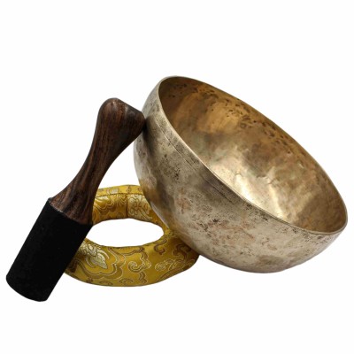 [old], Buddhist [real Antique] Hand Beaten [jambati] Singing Bowl, [select Accessories]