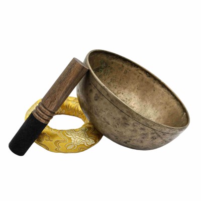 [old], Buddhist [real Antique] Hand Beaten [jambati] Singing Bowl, [select Accessories]