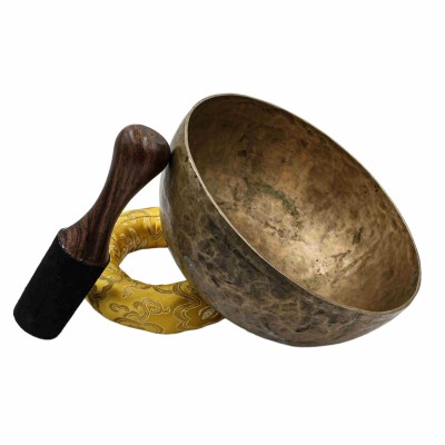 [old], Buddhist [real Antique] Hand Beaten [jambati] Singing Bowl, [select Accessories]