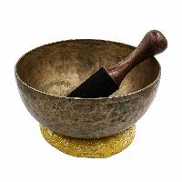 [old], Buddhist [real Antique] Hand Beaten [jambati] Singing Bowl, [select Accessories]