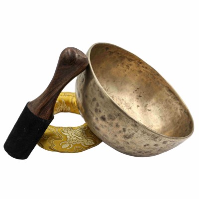 [old], Buddhist [real Antique] Hand Beaten [jambati] Singing Bowl, [select Accessories]