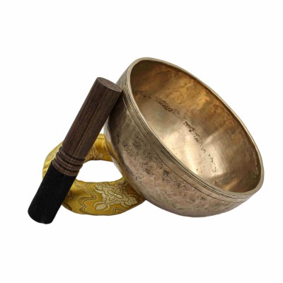 [old], Buddhist [real Antique] Hand Beaten [jambati] Singing Bowl, [select Accessories]