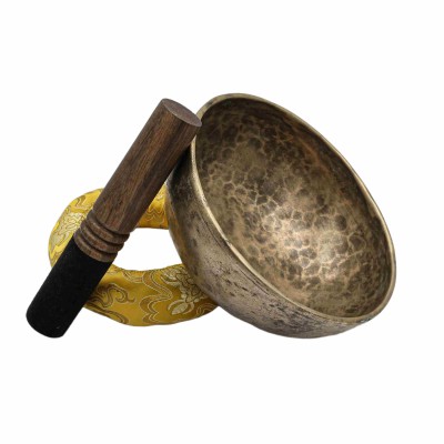 [old], Buddhist [real Antique] Hand Beaten [jambati] Singing Bowl, [select Accessories]
