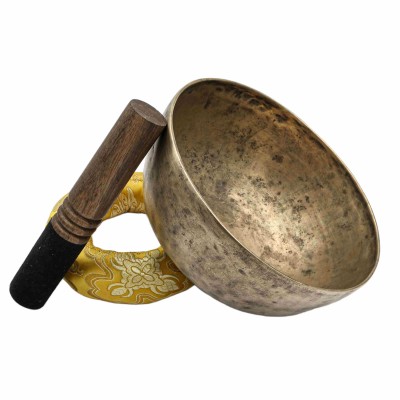 [old], Buddhist [real Antique] Hand Beaten [jambati] Singing Bowl, [select Accessories]