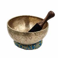 [old], Buddhist [real Antique] Hand Beaten [jambati] Singing Bowl, [select Accessories]