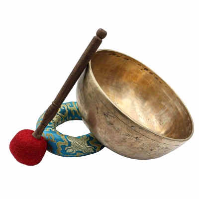 [old], Buddhist [real Antique] Hand Beaten [jambati] Singing Bowl, [select Accessories]