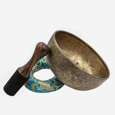 [old], Buddhist [real Antique] Hand Beaten [jambati] Singing Bowl, [select Accessories]