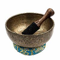 [old], Buddhist [real Antique] Hand Beaten [jambati] Singing Bowl, [select Accessories]