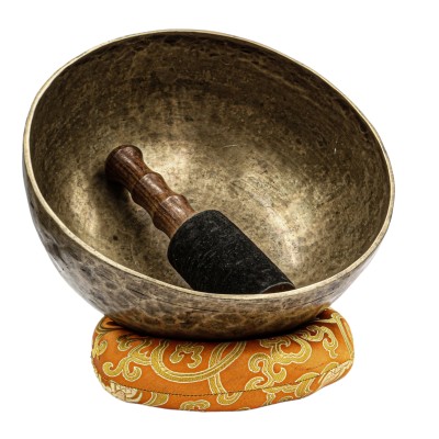 [old], Buddhist [real Antique] Hand Beaten [jambati] Singing Bowl, [select Accessories]