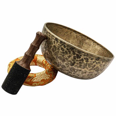 [old], Buddhist [real Antique] Hand Beaten [jambati] Singing Bowl, [select Accessories]