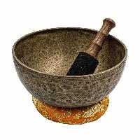 [old], Buddhist [real Antique] Hand Beaten [jambati] Singing Bowl, [select Accessories]