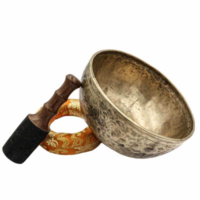 [old], Buddhist [real Antique] Hand Beaten [jambati] Singing Bowl, [select Accessories]