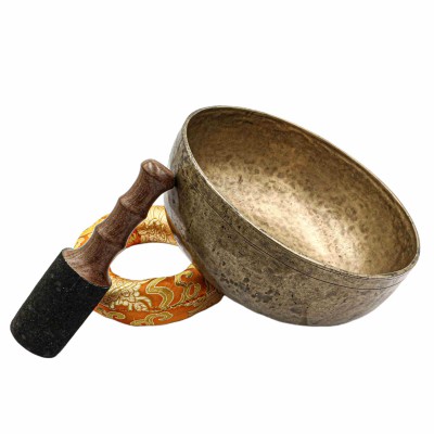 [old], Buddhist [real Antique] Hand Beaten [jambati] Singing Bowl, [select Accessories]