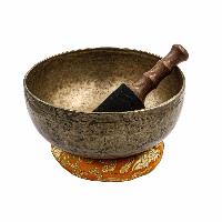 [old], Buddhist [real Antique] Hand Beaten [jambati] Singing Bowl, [select Accessories]
