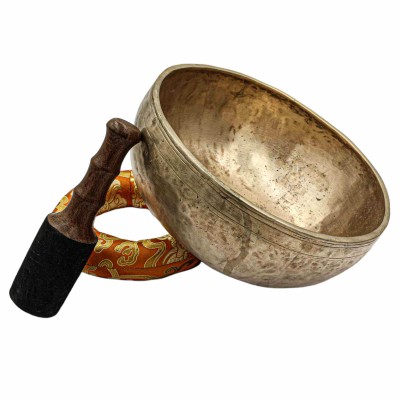 [old], Buddhist [real Antique] Hand Beaten [jambati] Singing Bowl, [select Accessories]