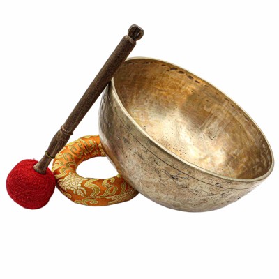 [old], Buddhist [real Antique] Hand Beaten [jambati] Singing Bowl, [select Accessories]